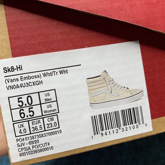 Vans Sk8-Hi Emboss True White Sneakers - Picture 8 of 8